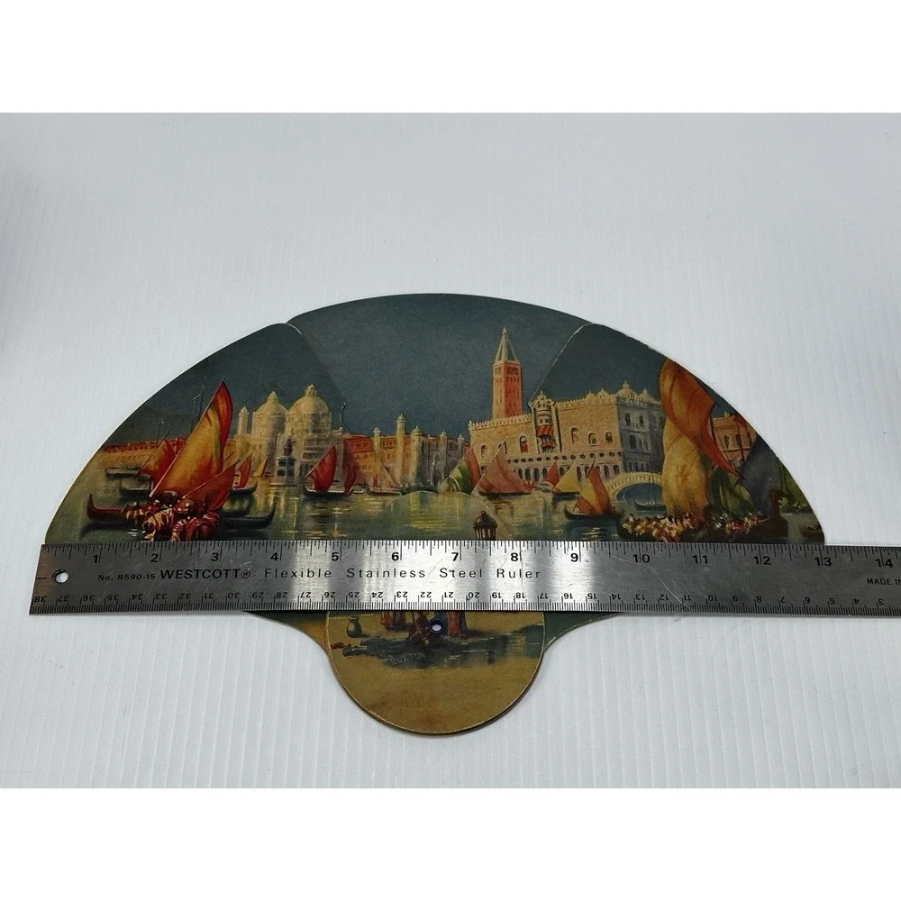 Vintage Hand Held Tri-Fold Fan Blincoe & Sons Undertakers‎ Hearse & Ambulance